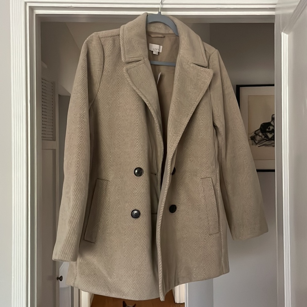 NWT LOFT Double Breasted Beige Coat